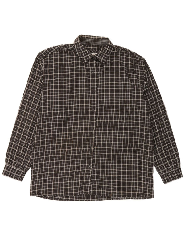 Amaranto Camisa de franela para mujer UK 46 Large Black Check Poliéster