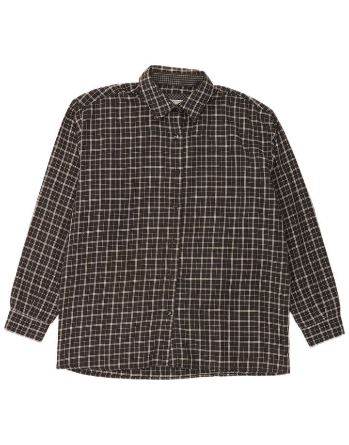 Amaranto Camisa de franela para mujer UK 46 Large Black Check Poliéster