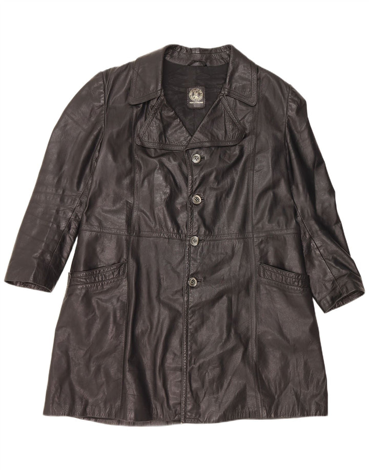 Vintage hombres cuero abrigo Reino Unido 40 cuero negro grande