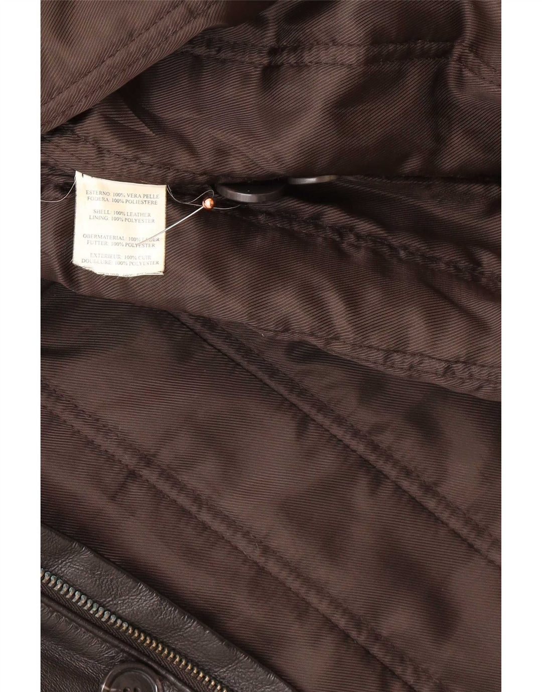 Abrigo de cuero vintage para hombre IT 58 3XL Negro