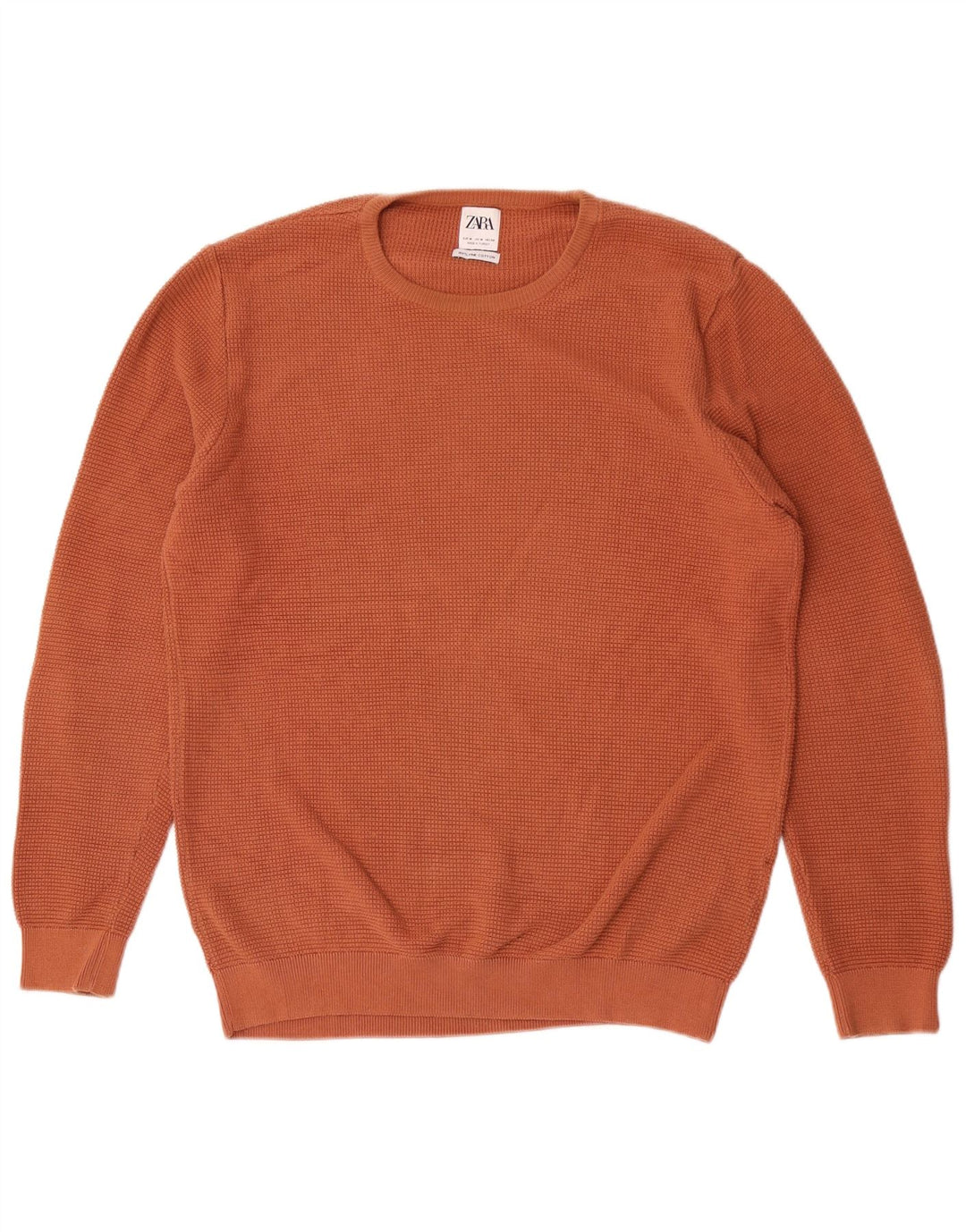 Zara Hombre Jersey Cuello Redondo Jersey Algodón Naranja Medio