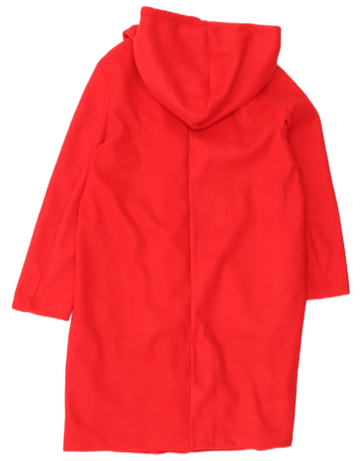 Zara Mujer Abrigo Con Capucha UK 44 Medio Rojo Poliéster
