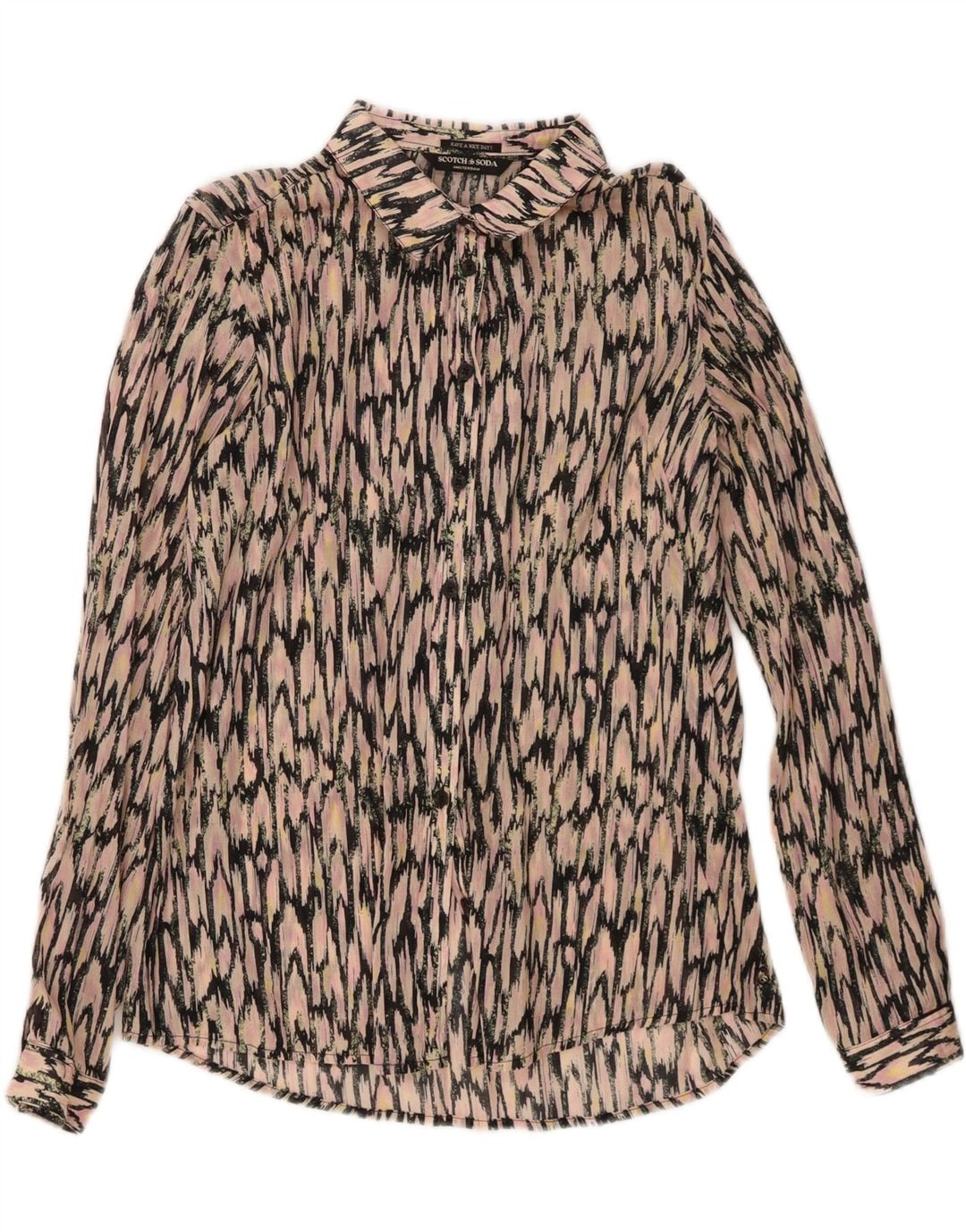 Scotch & Soda Blusa camisera con estampado abstracto para mujer, talla 40, color rosa medio