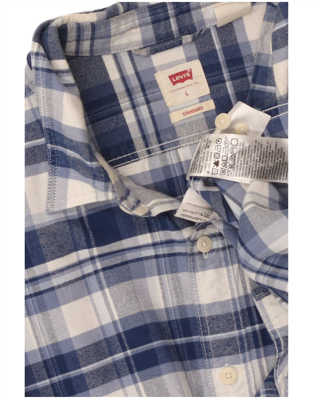 LEVI'S Camisa de franela de ajuste estándar para hombre Algodón a cuadros azules grandes