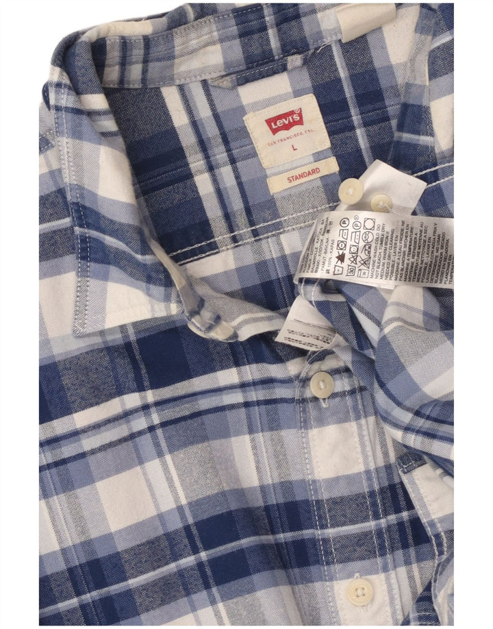 LEVI'S Camisa de franela de ajuste estándar para hombre Algodón a cuadros azules grandes