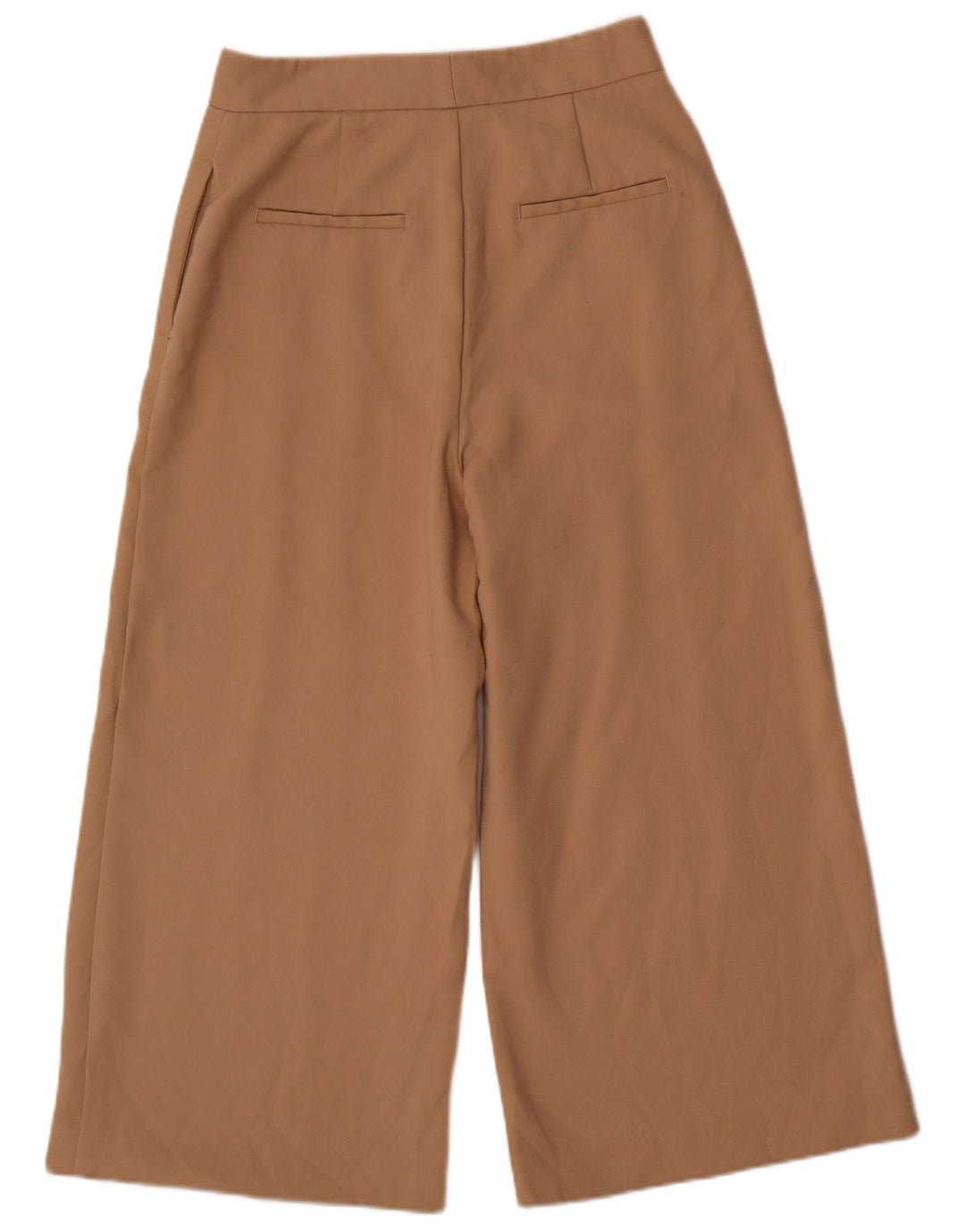 ZARA Mujer Pantalón Cropped Pierna Ancha Mediano W28 L24 Poliéster Beige