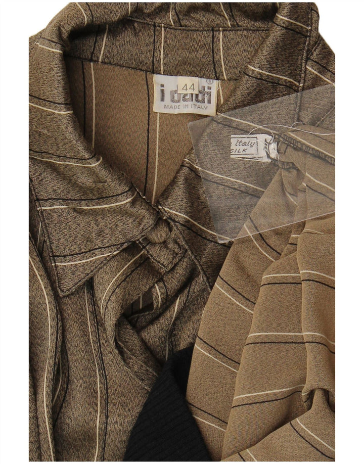 Vintage mujer militar blusa de gran tamaño Top IT 44 Medio Caqui Rayas