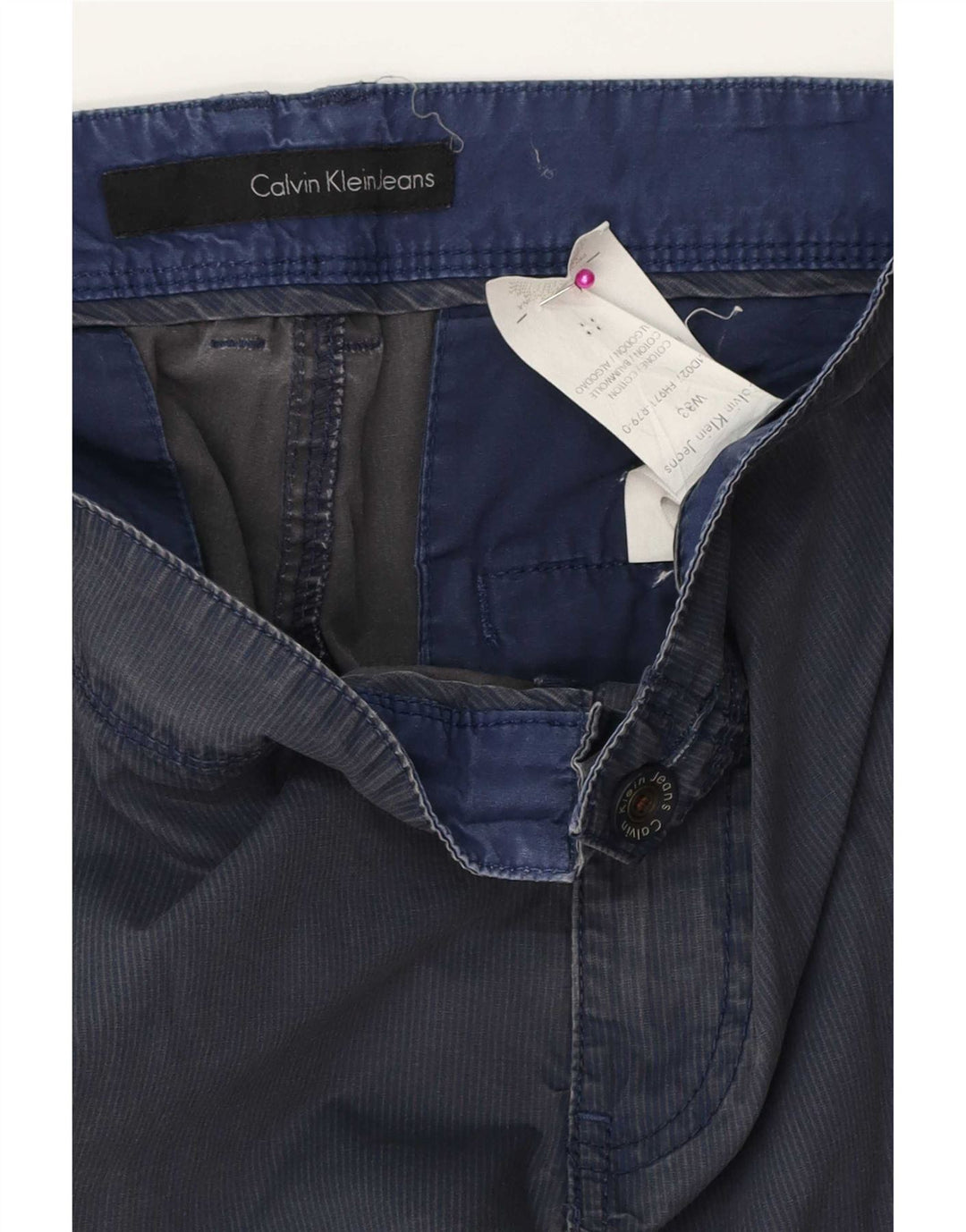Shorts cargo Calvin Klein para hombre W33 Algodón a rayas azul marino mediano