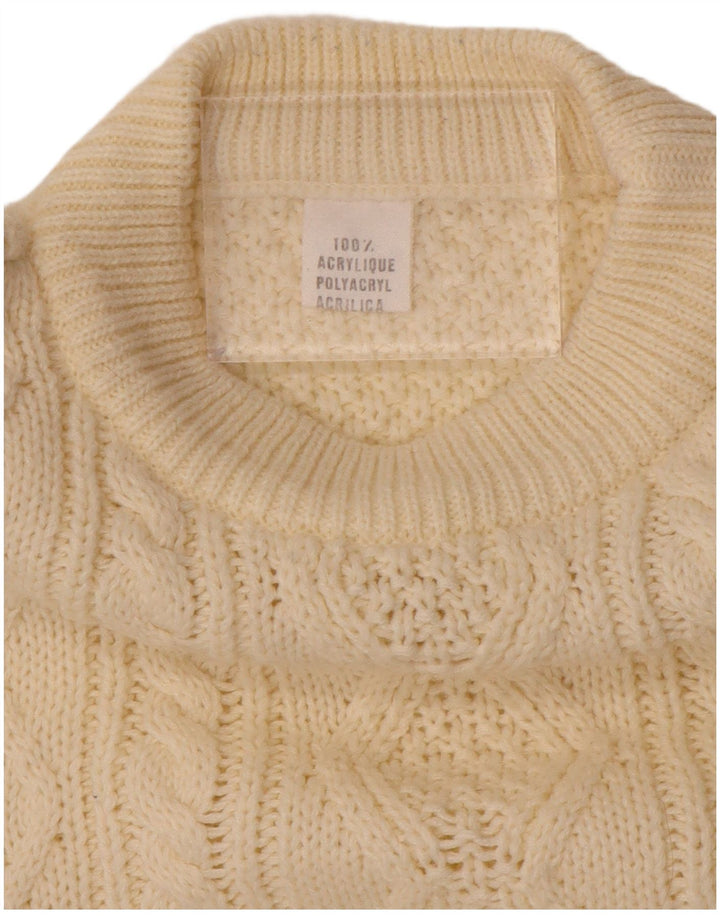 VINTAGE Suéter de cuello redondo para mujer Reino Unido 20 2XL Poliacrílico blanco apagado