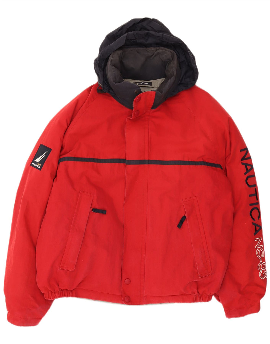 NAUTICA Chaqueta reversible acolchada con capucha para hombre UK 40 Large Red Colourblock