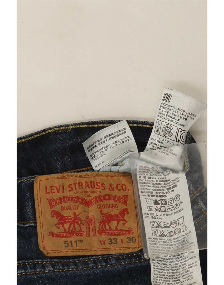 Levi's Hombre 511 Slim Jeans W33 L30 Algodón Azul Marino