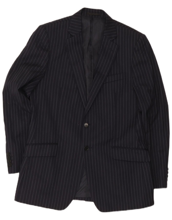 Jaeger Chaqueta tipo blazer de 2 botones para hombre UK 40 Large Lana a rayas azul marino