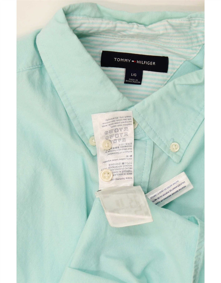 Camisa Tommy Hilfiger Hombre Grande Turquesa Algodón
