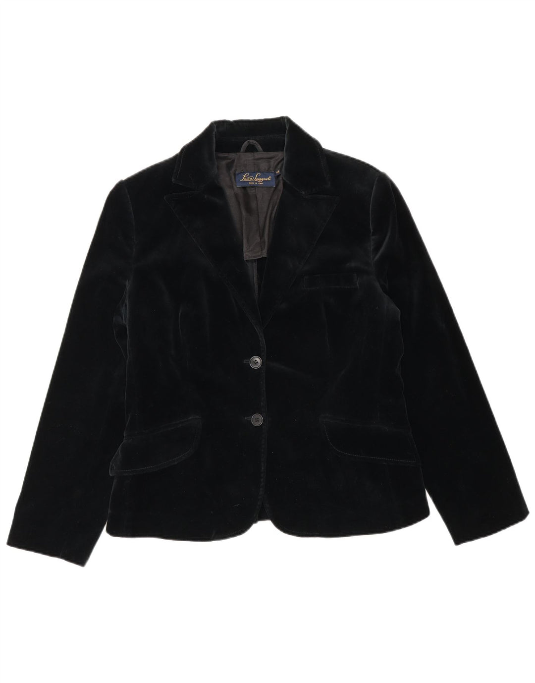 Luisa Spagnoli Chaqueta Blazer de Terciopelo con 2 Botones para Mujer IT 44 Mediano Negro