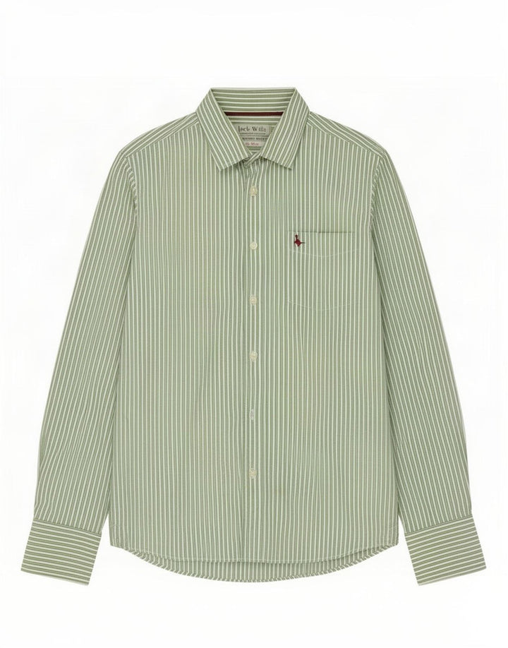 Camisa Jack Wills Hombre Algodón Rayas Verde Medio