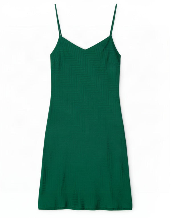 Topshop Vestido lencero alto para mujer UK 8 Small Green Chevron Viscosa