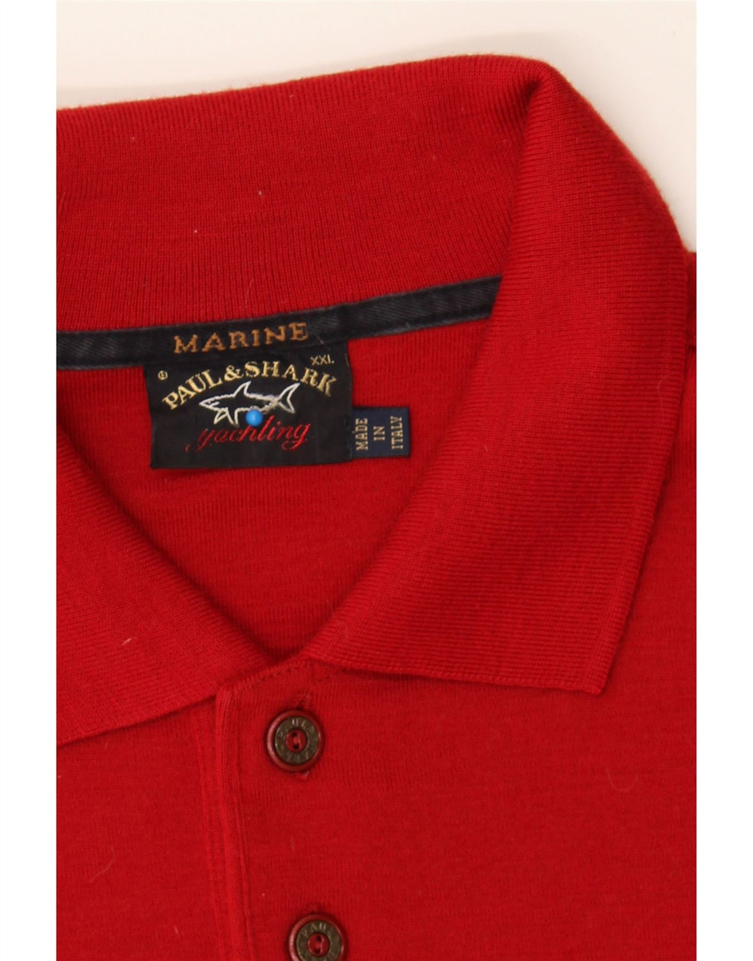 PAUL & SHARK Jersey tipo polo para hombre, talla 2XL, lana roja