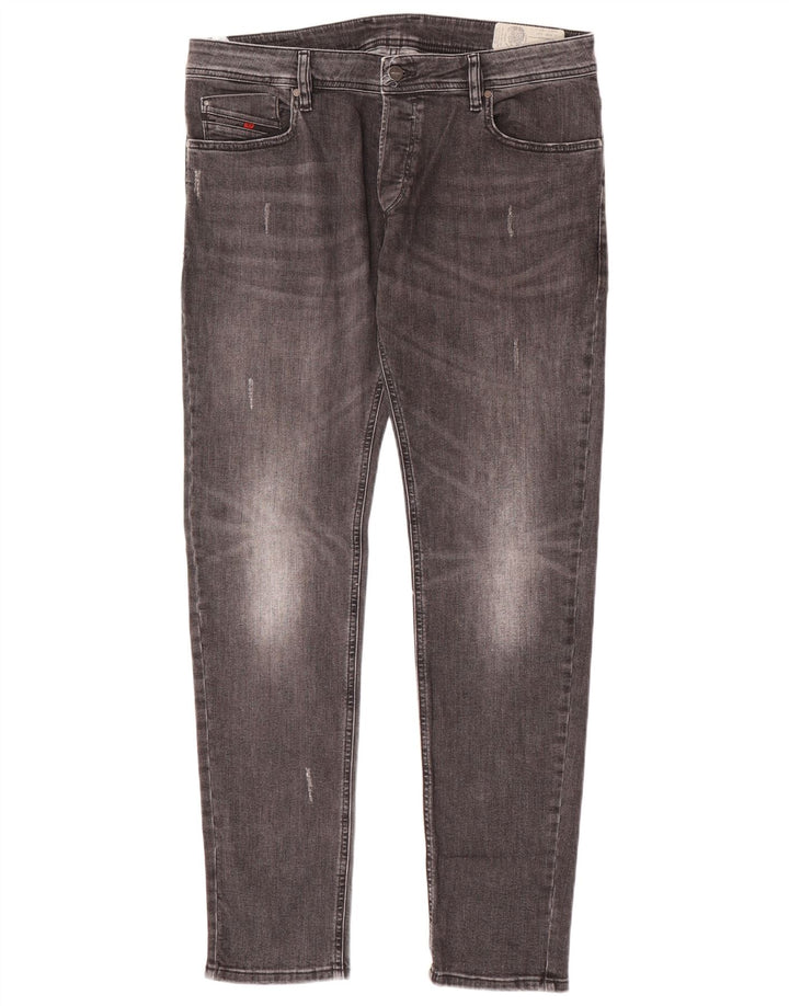 Diesel Hombre Vaqueros Slim Desgastados W36 L32 Algodón Gris