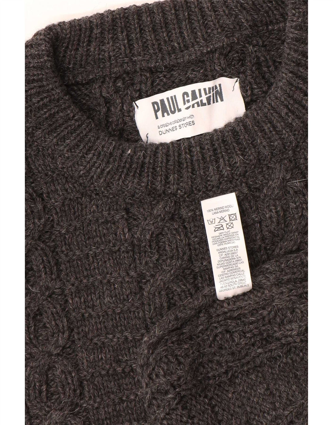 Dunnes Stores - Jersey para hombre con cuello barco, lana gris grande