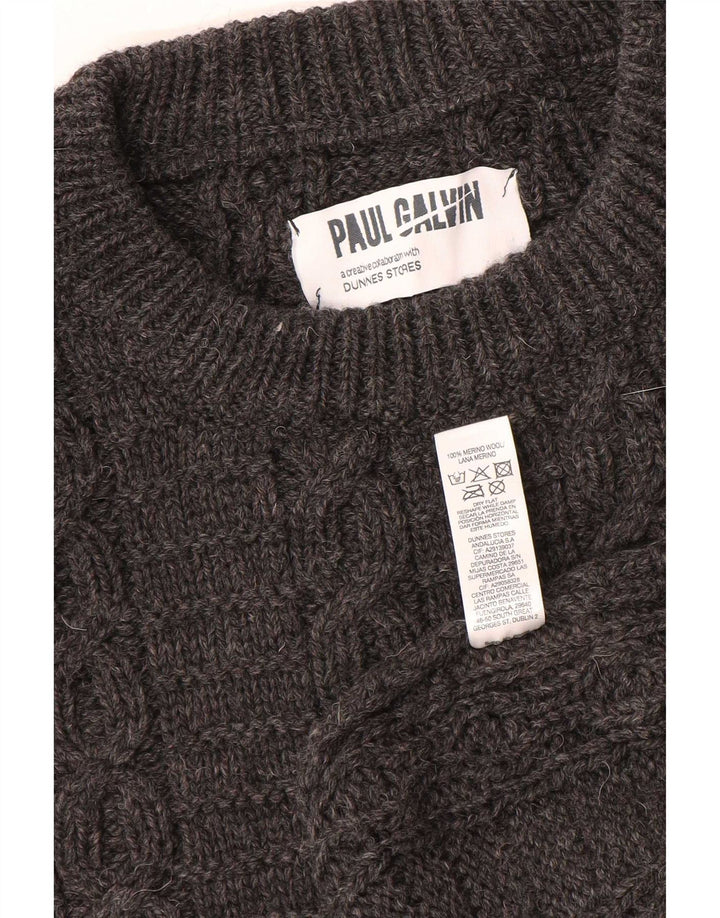 Dunnes Stores - Jersey para hombre con cuello barco, lana gris grande