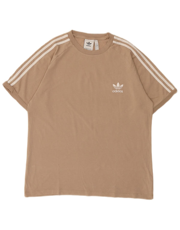 Adidas - Camiseta para hombre, talla grande, algodón beige