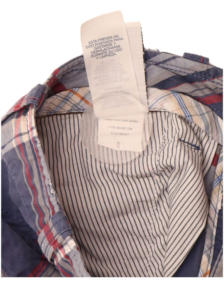 TOMMY HILFIGER Shorts cargo para hombre W32 Algodón a cuadros azul marino mediano