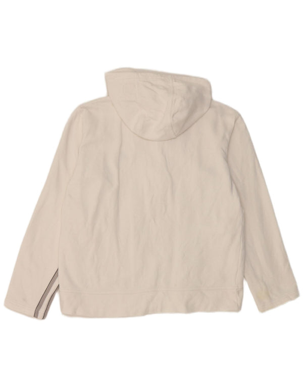 Adidas - Sudadera con capucha y cremallera para mujer, talla 40, talla grande, algodón blanco