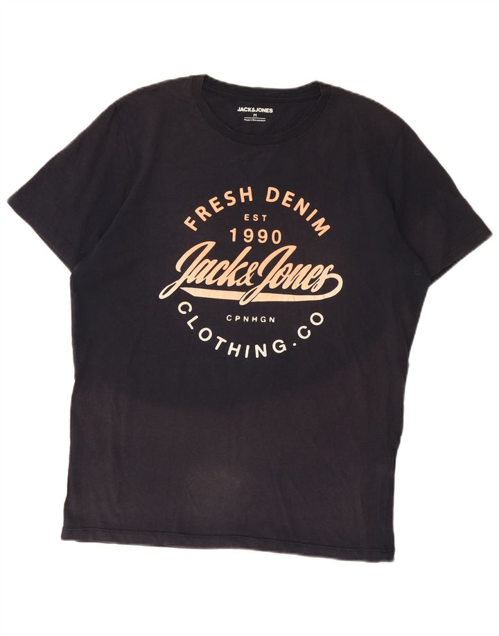 Jack & Jones Hombre Camiseta Gráfica Top Medium Azul Marino Algodón