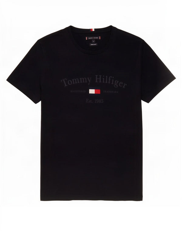 Tommy Hilfiger Camiseta gráfica para hombre Top XL Algodón negro