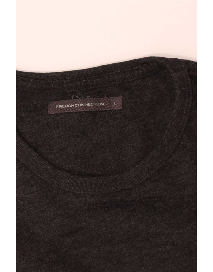 French Connection Top para hombre de manga larga de algodón gris grande