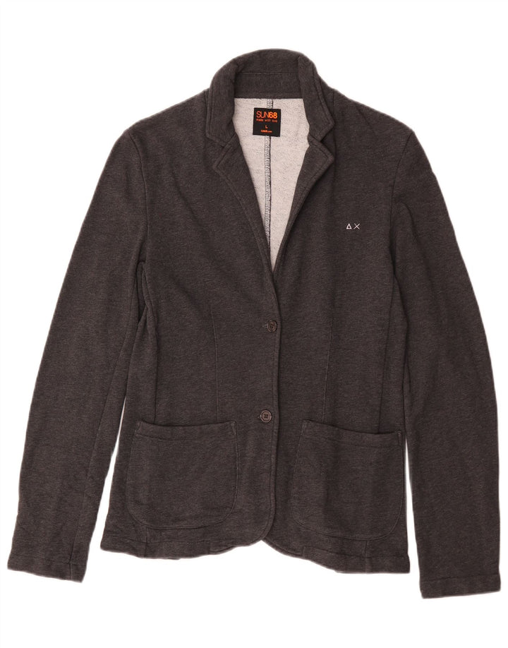 Sun68 Chaqueta tipo blazer de 2 botones para mujer UK 44 Grande Algodón gris