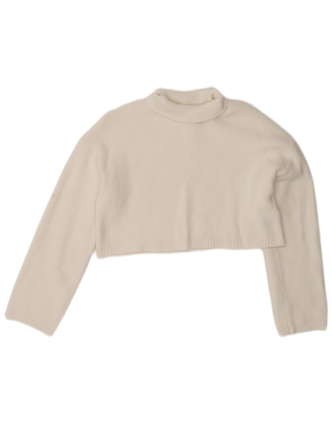 Zara Mujer Crop Oversize Roll Neck Jumper Sweater UK 10 Small Blanco