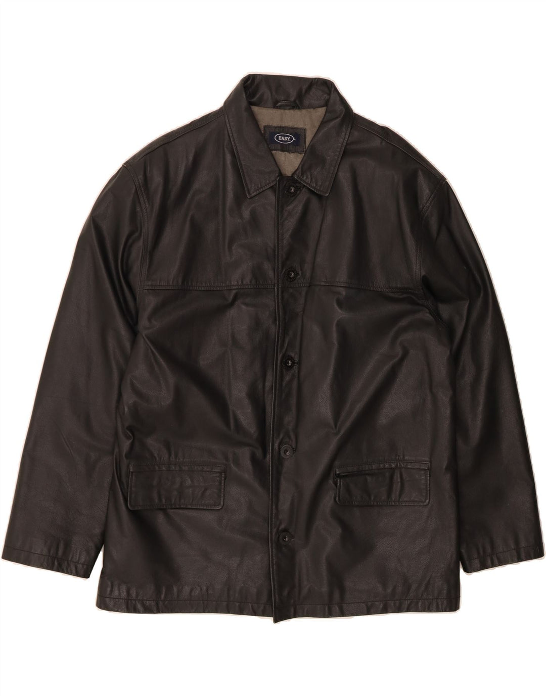 EASY Mens Leather Coat UK 42 XL Black Leather Vintage Easy and Second-Hand Easy from Messina Hembry 