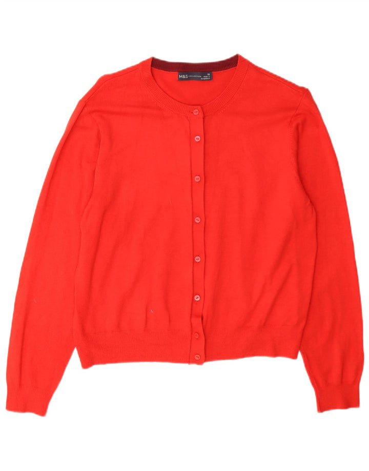 Marks & Spencer Suéter tipo cárdigan para mujer UK 46 Viscosa roja grande