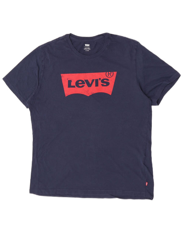 Levi's Hombre Camiseta Gráfica Top XL Algodón Azul Marino