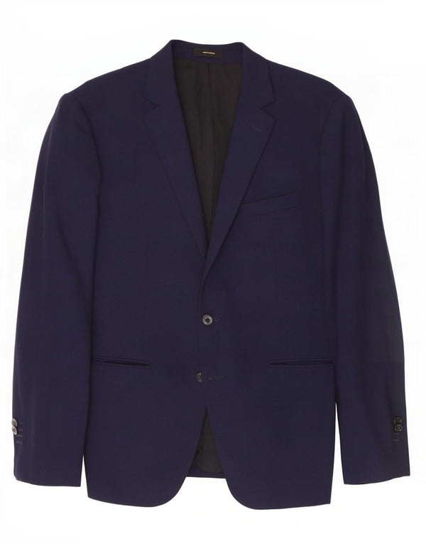 Massimo Dutti Chaqueta Blazer De 2 Botones Hombre EU 54 XL Lana Azul Marino
