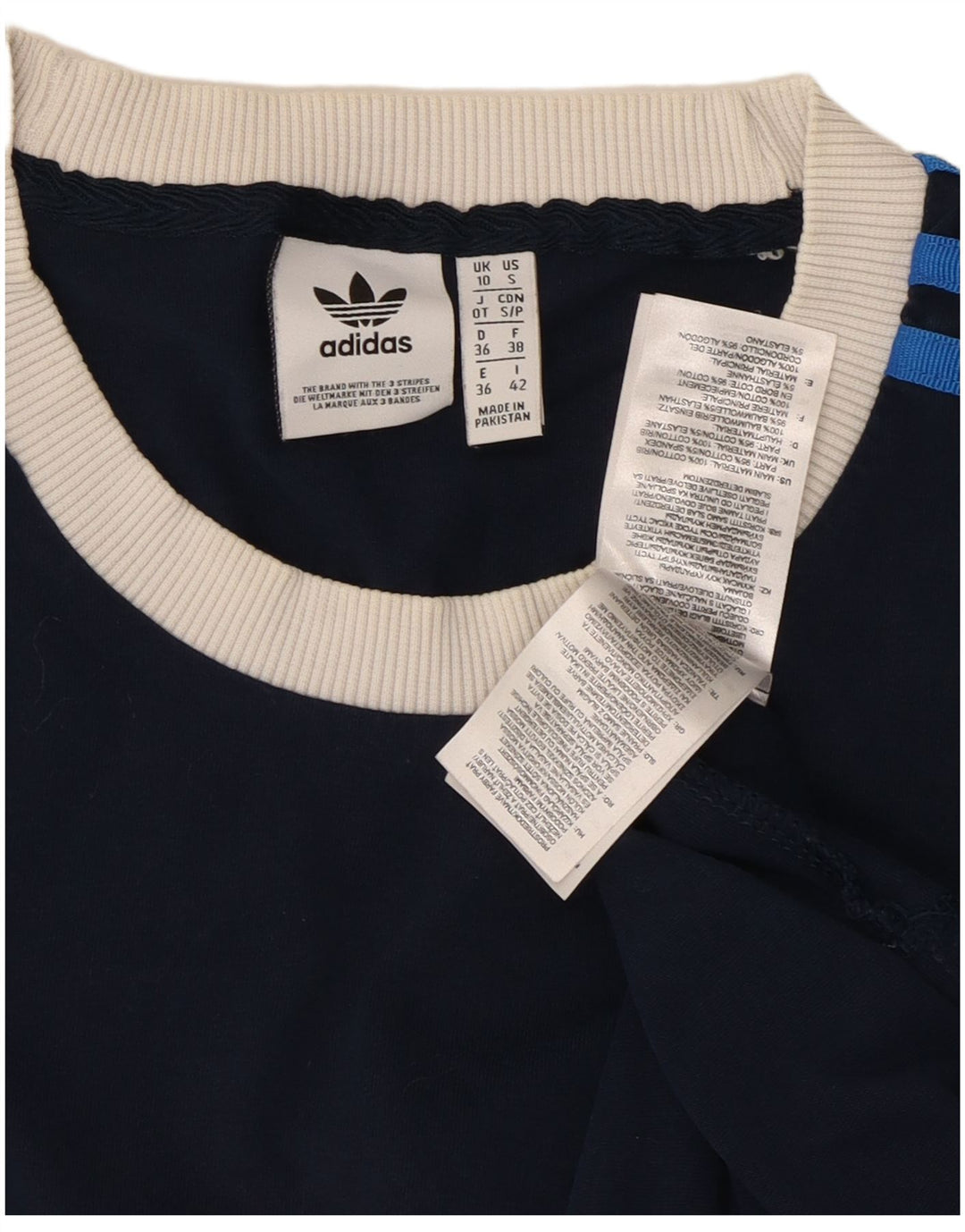 ADIDAS Camiseta para mujer Top UK 10 Small Azul marino Algodón