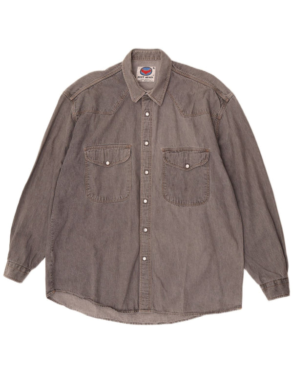 Camisa vaquera vintage para hombre XL Algodón gris