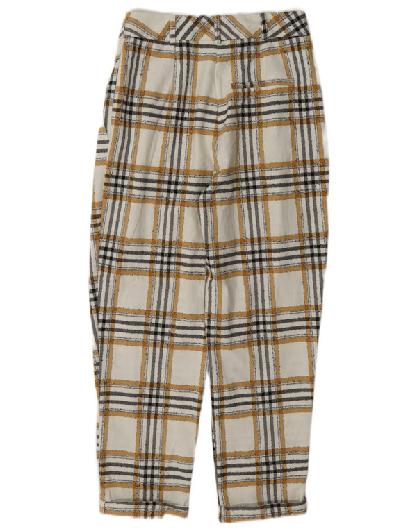 Topshop Pantalones cortos de cintura alta para mujer UK 8 Small W26 L24 White Check
