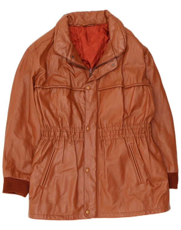 Vintage mujer chaqueta de cuero Reino Unido 10 pequeño marrón