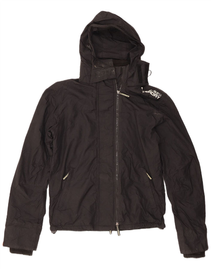 Superdry Chaqueta Cortavientos Con Capucha Gráfica Para Mujer UK 44 Medium Black Nylon