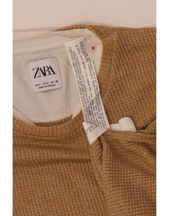 Zara Hombre Top Manga Larga Small Algodón Beige