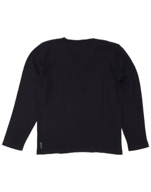 Armani Jeans Hombre Jersey Con Cuello En V De Lana Color Block Azul Marino Medio