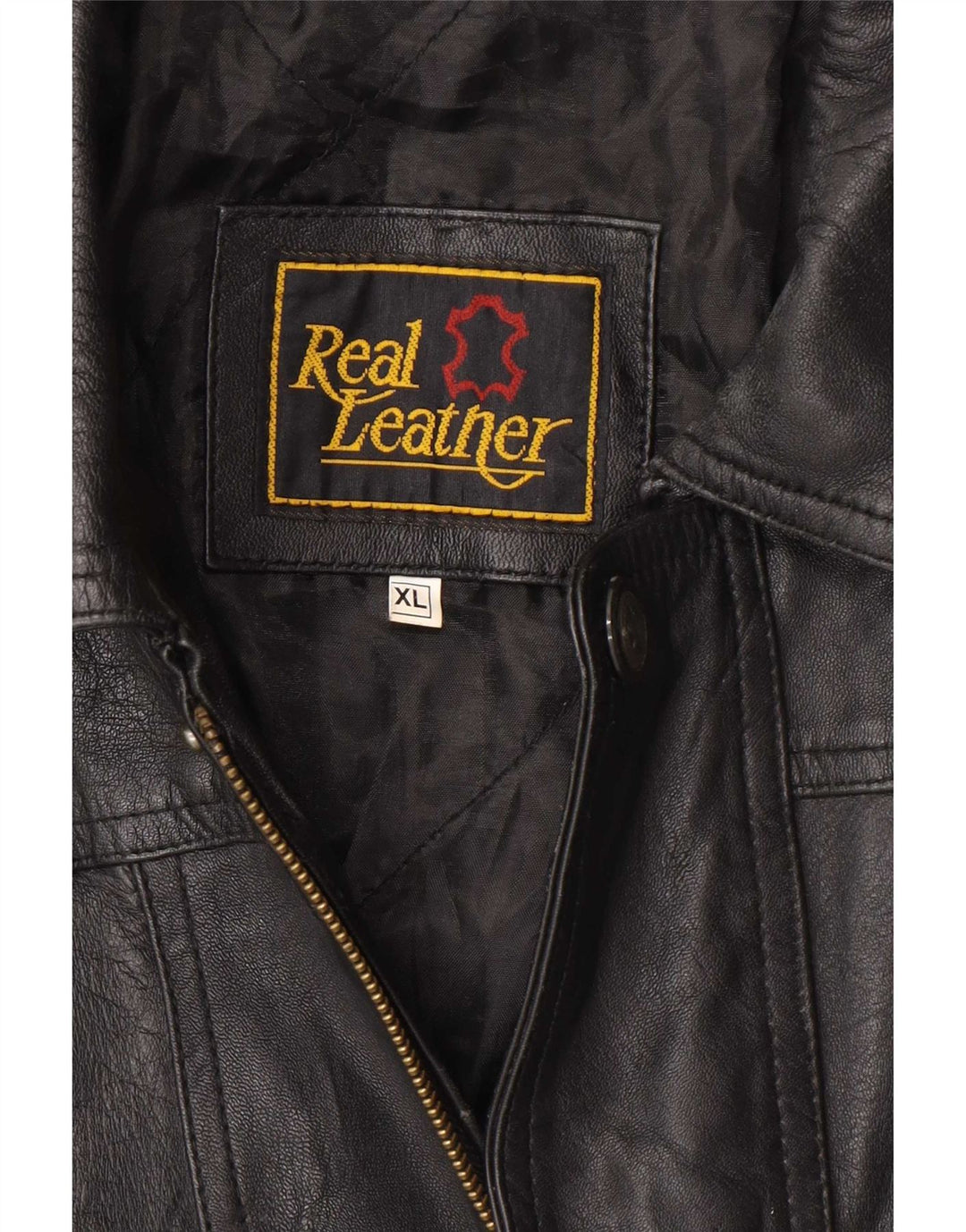 Chaqueta de cuero vintage para hombre Reino Unido 42 XL Negro