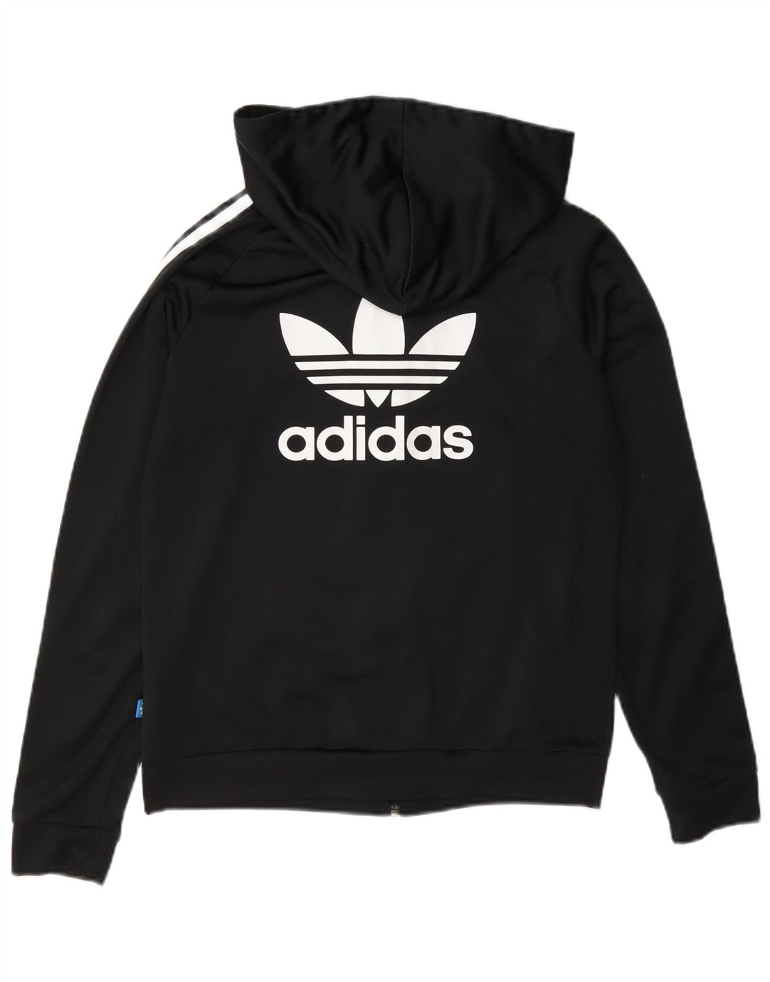 Adidas - Sudadera con capucha para mujer con cremallera gráfica, talla 40, poliéster negro mediano