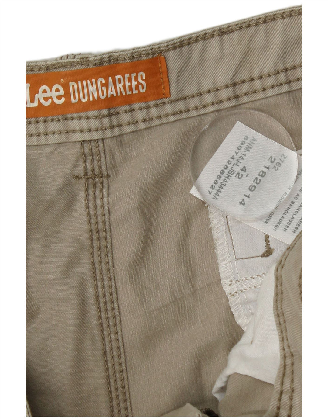 LEE Pantalones cortos tipo peto para hombre W42 2XL Algodón beige