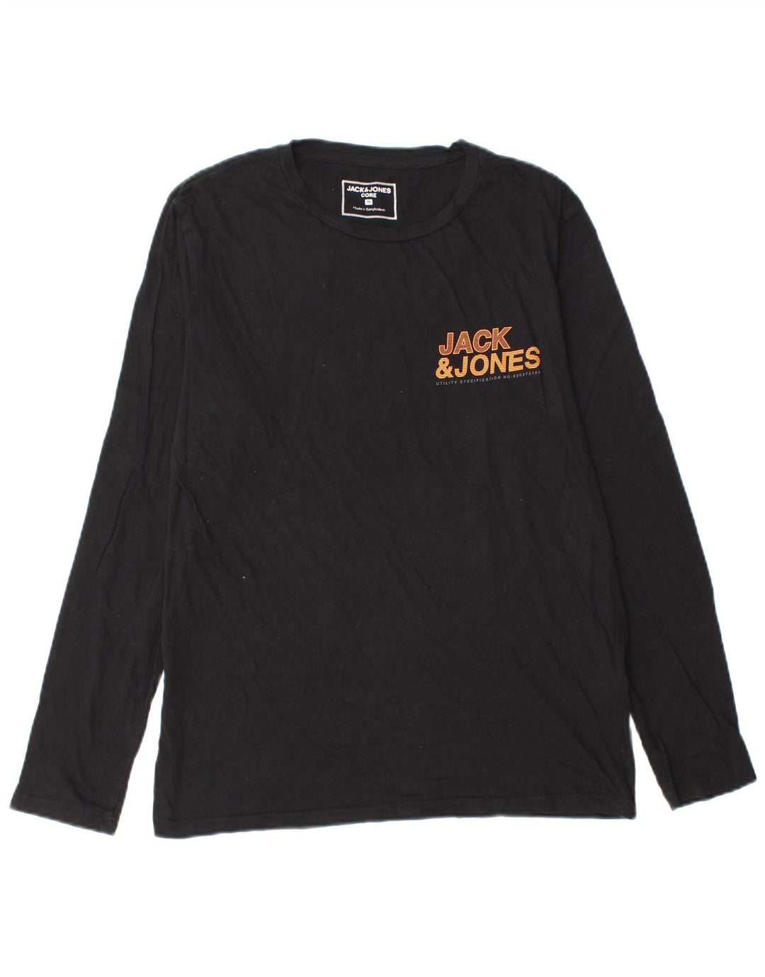 Jack & Jones Hombre Graphic Top Manga Larga Algodón Negro Mediano