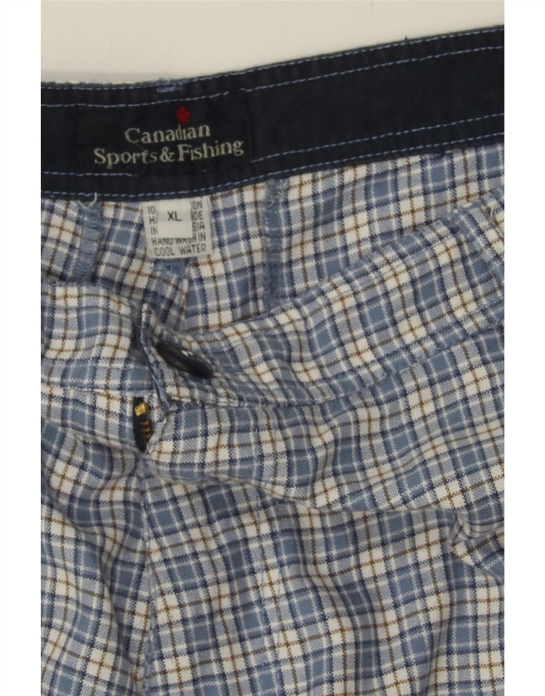 CANADIAN Mens Chino Shorts XL W37  Blue Check Rayon Vintage Canadian and Second-Hand Canadian from Messina Hembry 