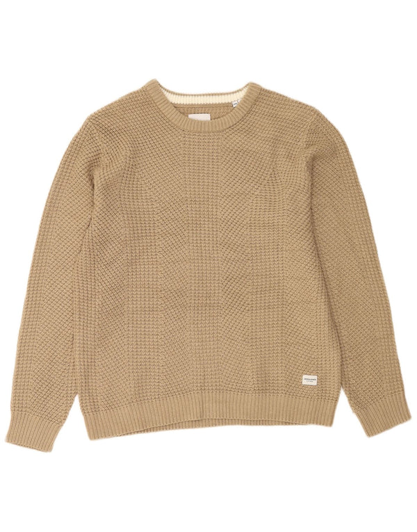 Jack & Jones - Jersey de cuello redondo para hombre, talla 2XL, acrílico beige