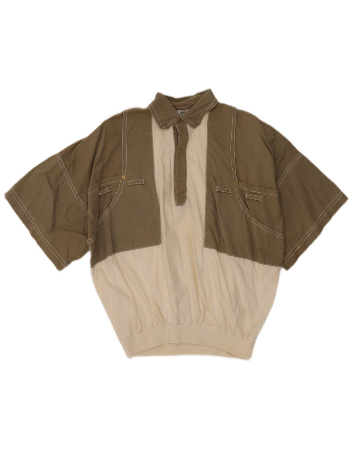 New Fast Camisa pulóver de manga corta para hombre EU 48/50 Medium Khaki Colourblock